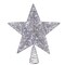 KSA 15.5" Lighted LED Silver Glittered Star Christmas Tree Topper, Cool White Lights